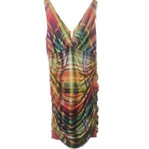 Rickie Freeman Teri Jon rainbow gathered cocktail dress